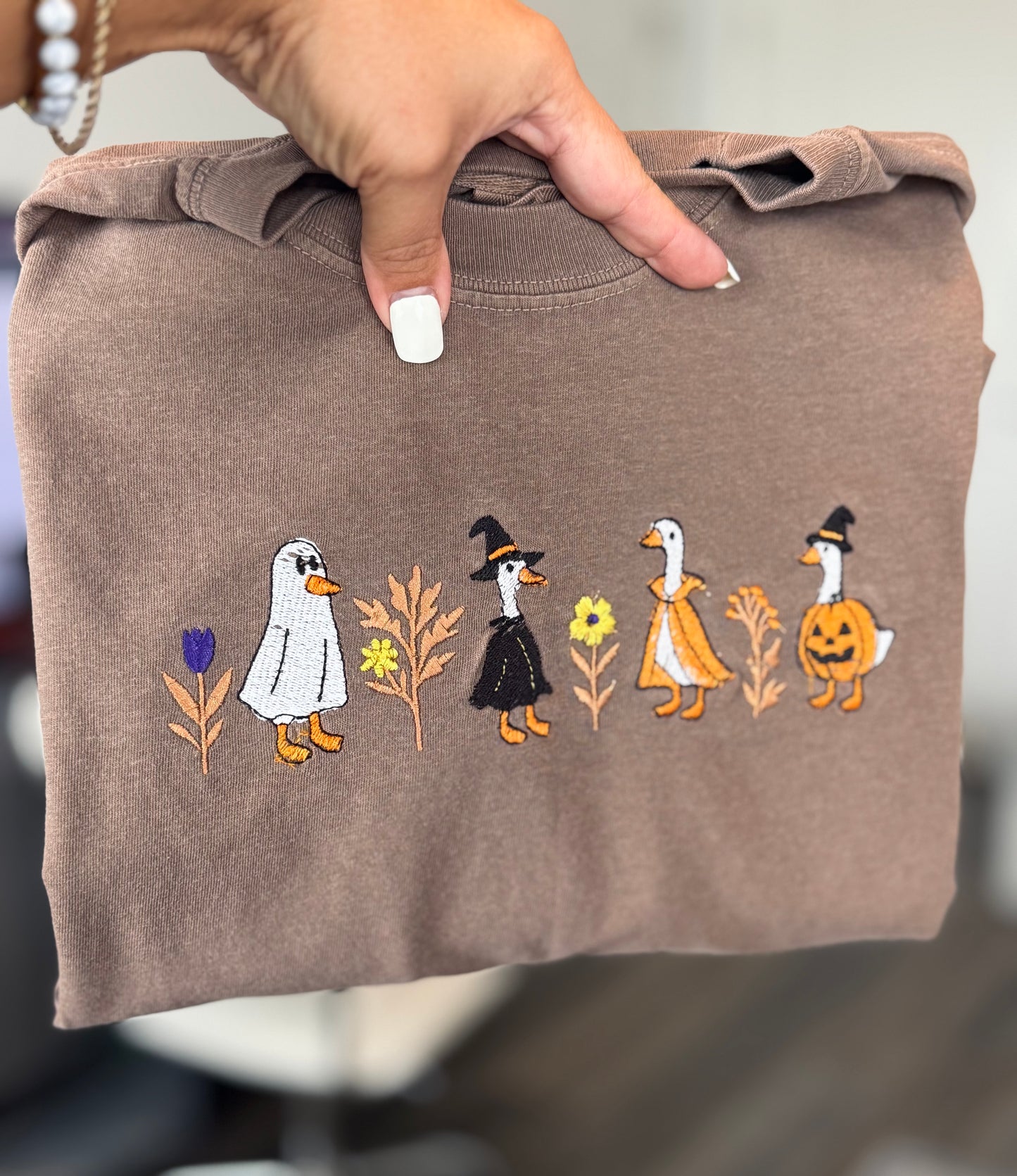 Halloween Geese Embroidered Shirt
