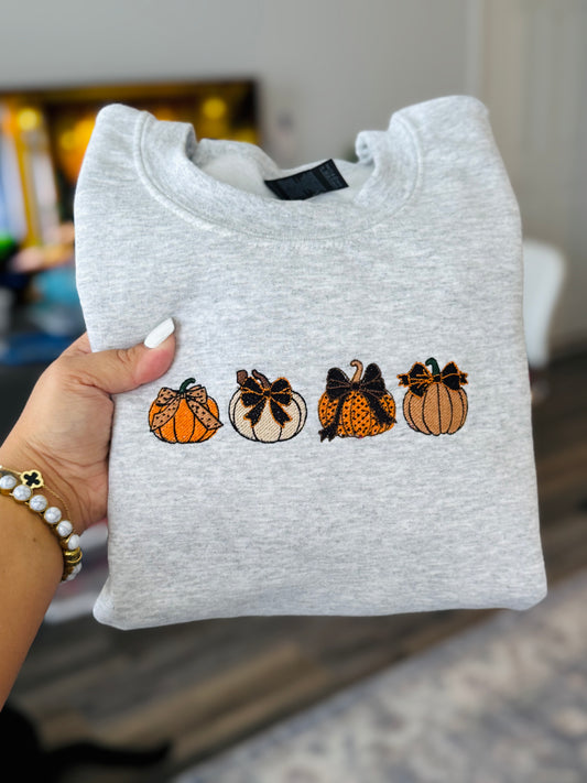 Embroidered Bow Pumpkins Shirt