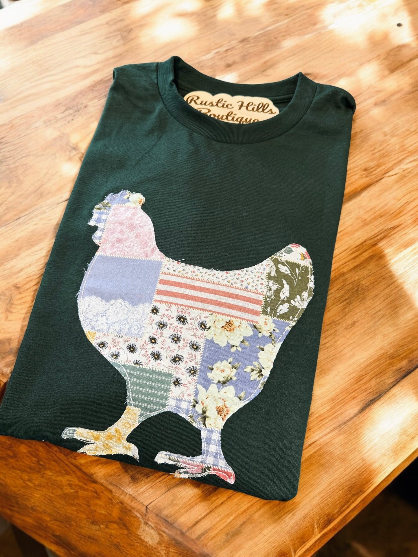 Embroidered Quilt Pattern Chicken Shirt