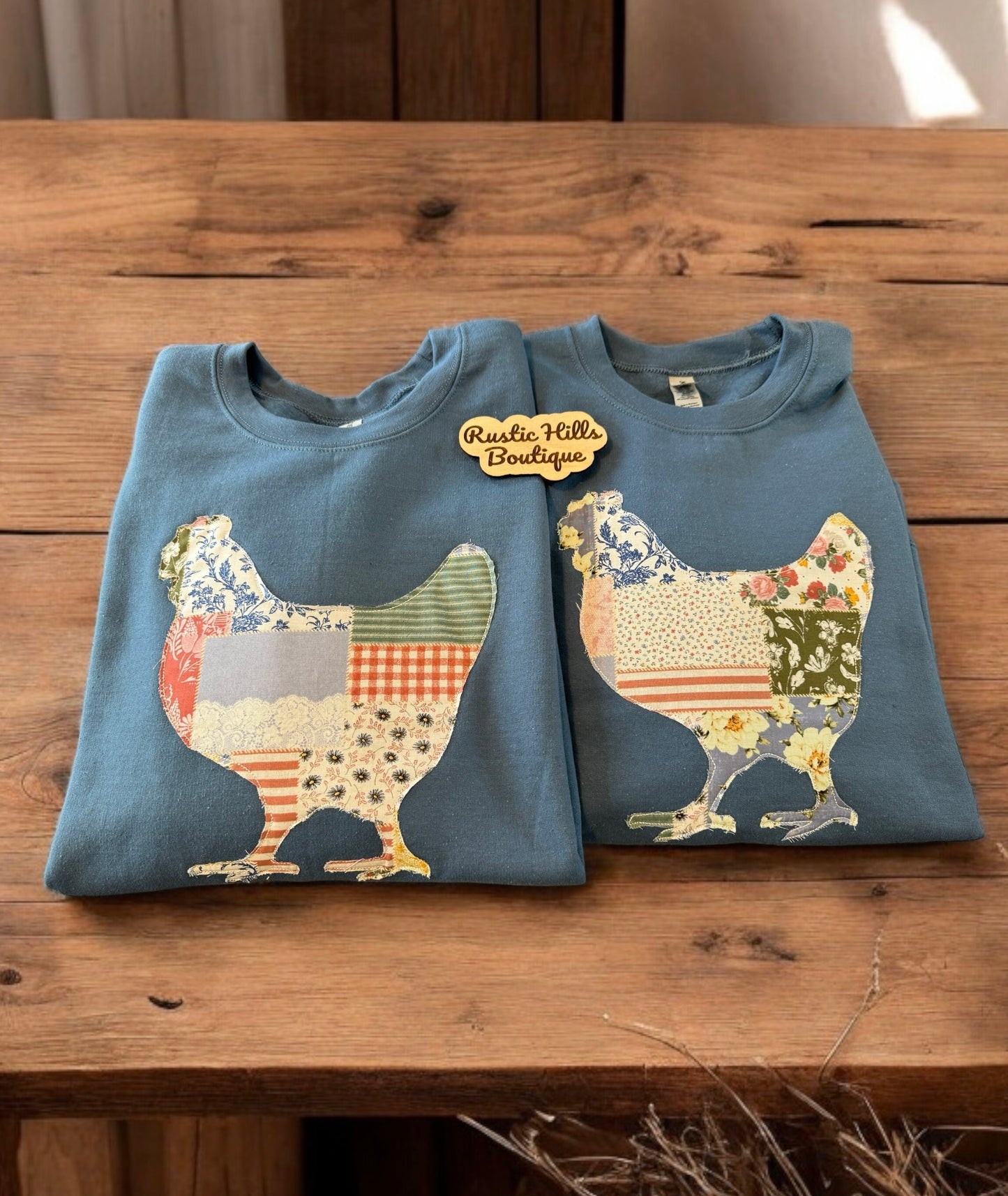 Embroidered Quilt Pattern Chicken Shirt