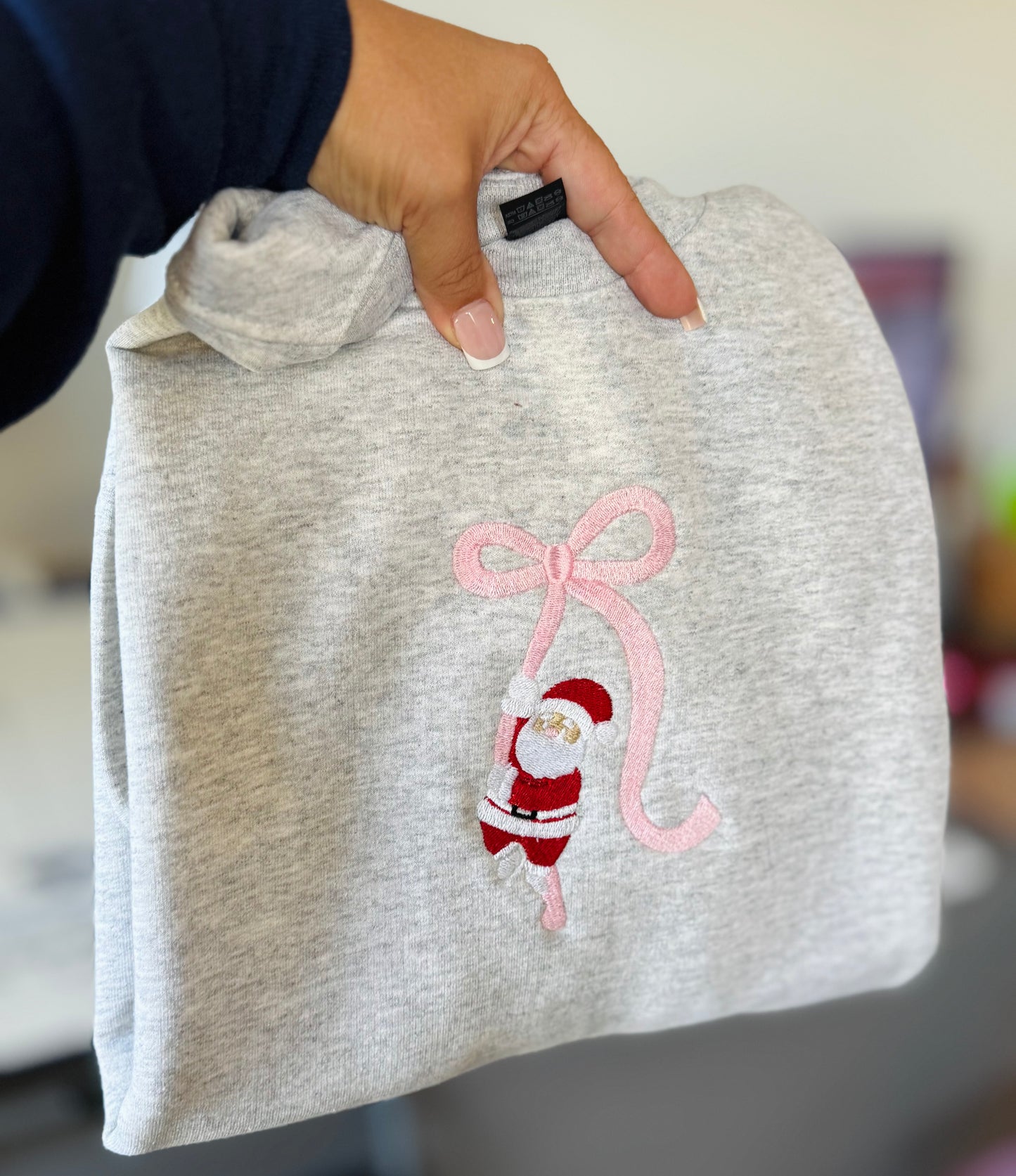 Santa Bow Embroidered Shirt