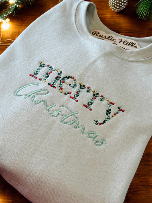 Merry Christmas Embroidered Sweatshirt