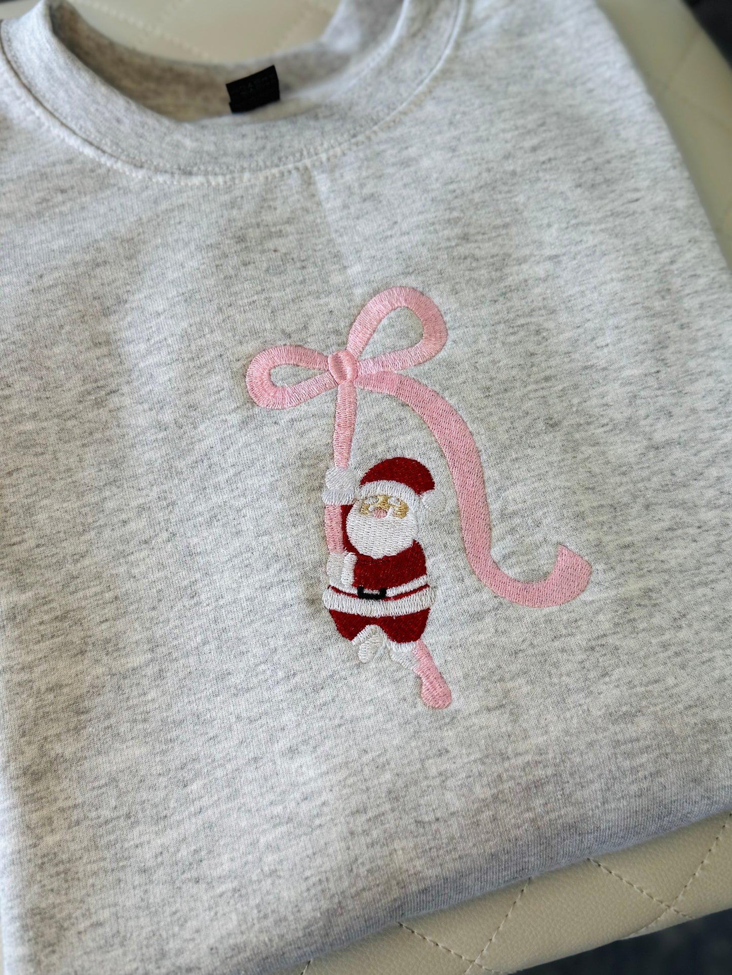 Santa Bow Embroidered Shirt