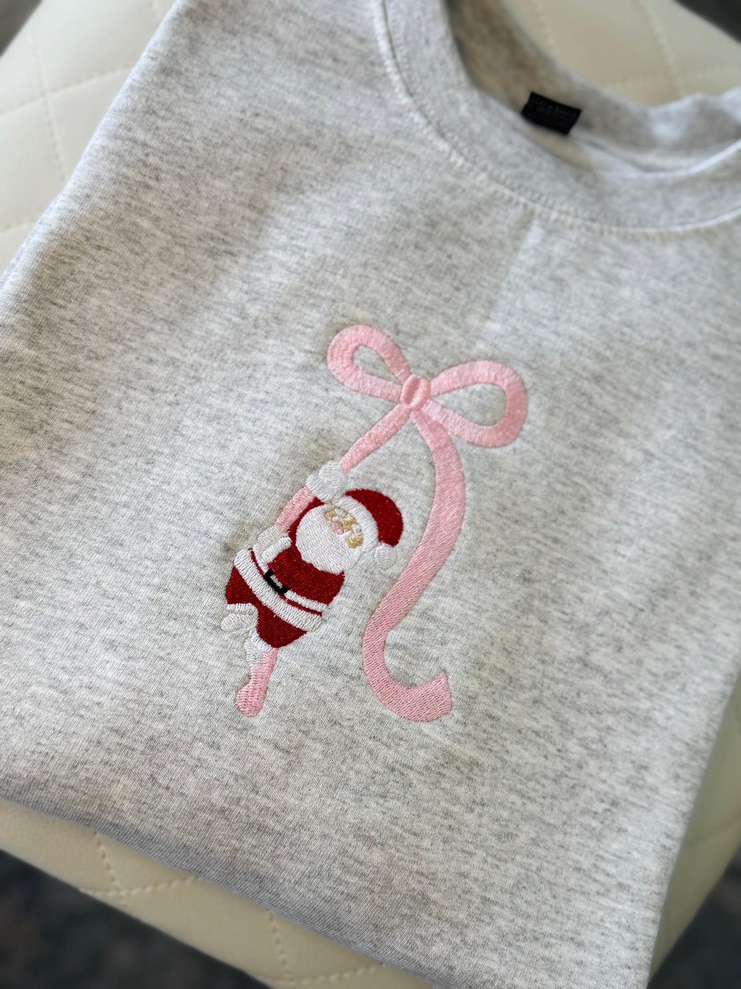 Santa Bow Embroidered Shirt