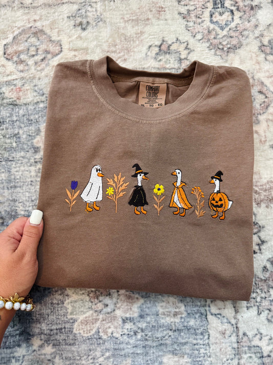 Halloween Geese Embroidered Shirt