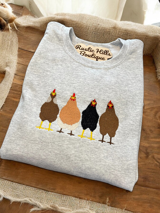 Embroidered Chickens Shirt