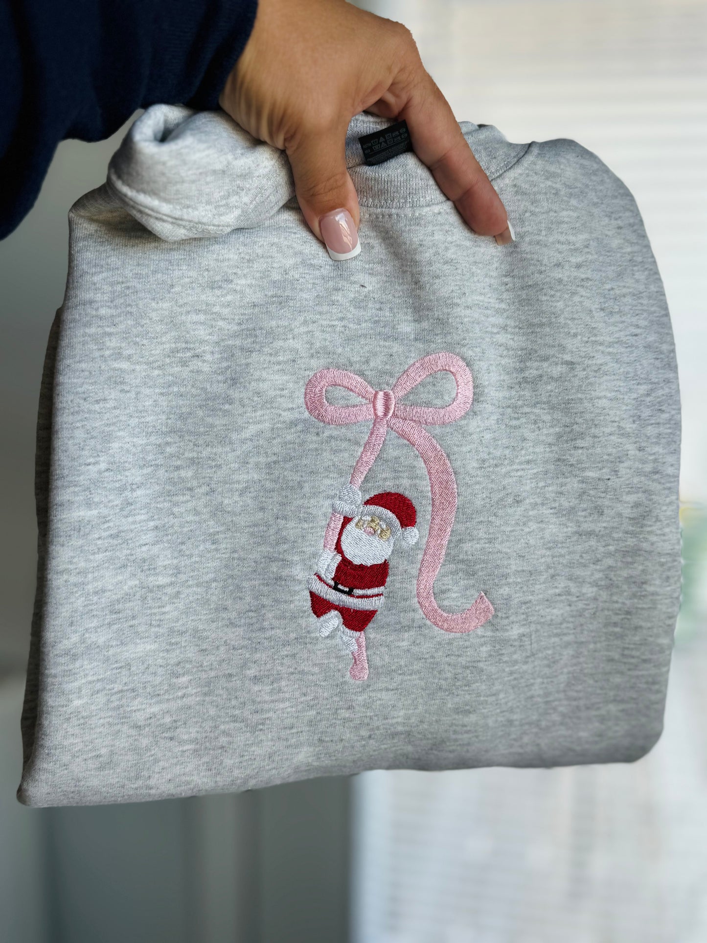 Santa Bow Embroidered Shirt