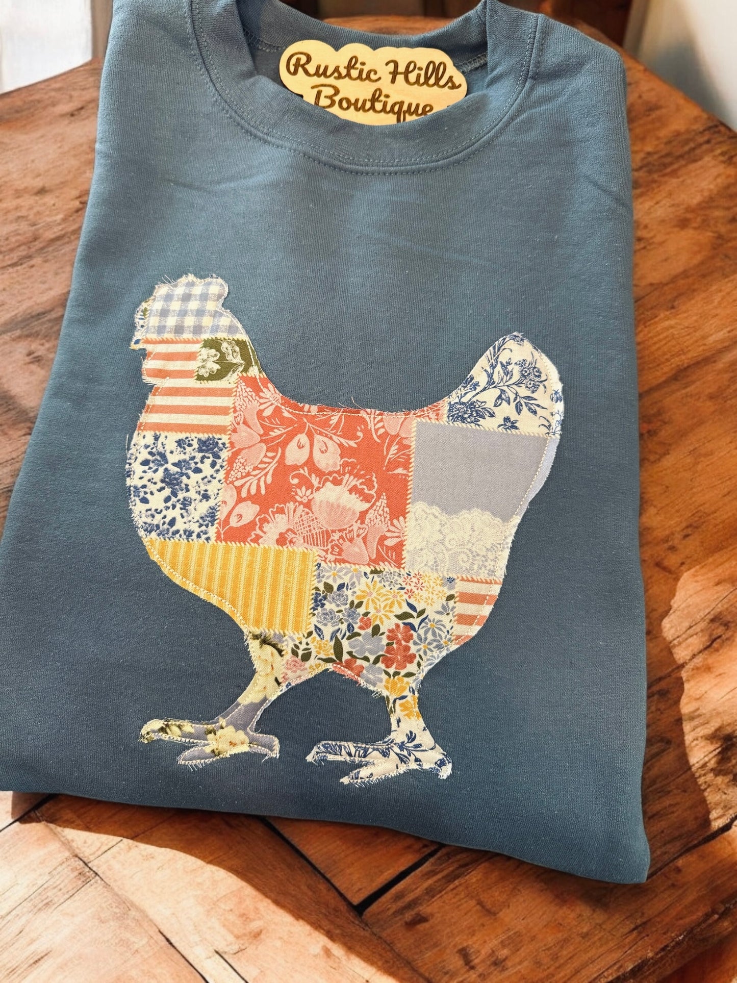 Embroidered Quilt Pattern Chicken Shirt